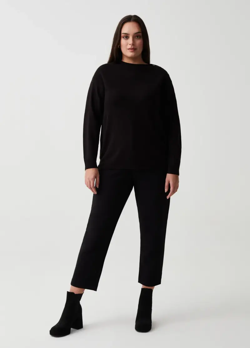 Pullover Con Bottoni Gioiello Curvy, Donna, Nero miniatura 2