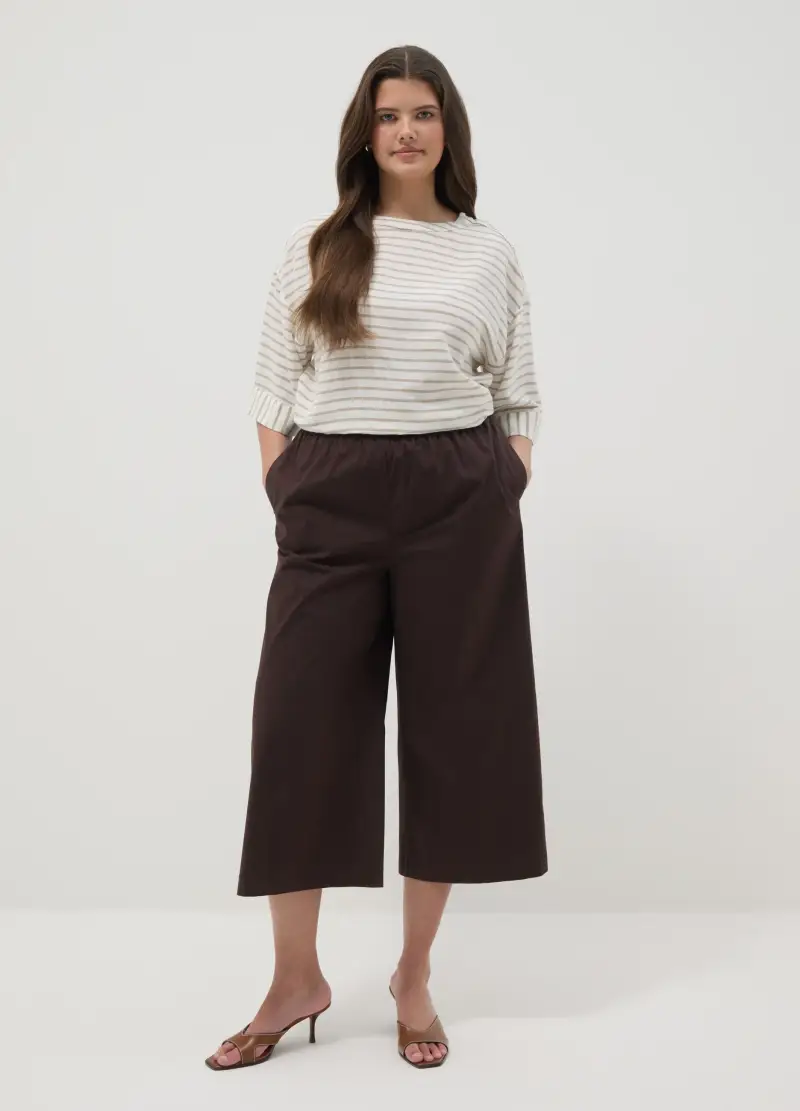 T-shirt In Misto Lino A Righe Multicolor Regular Fit, Donna, Multicolor miniatura 2