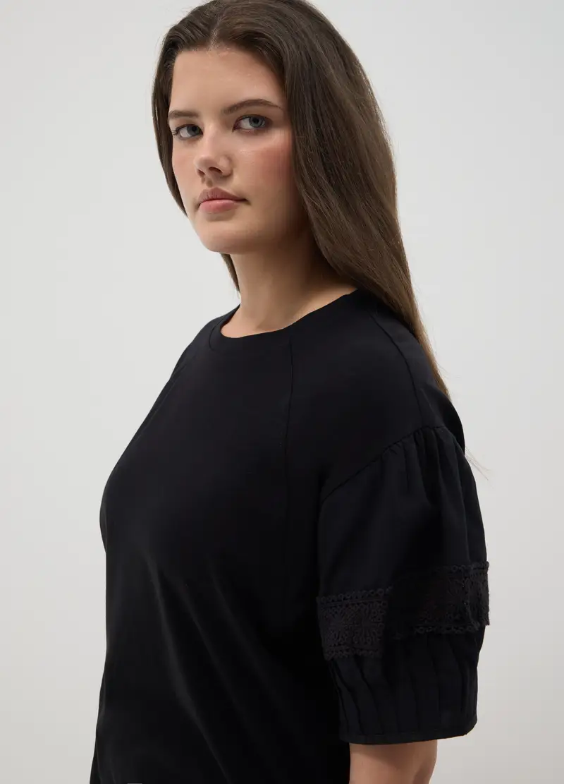 T-shirt In Puro Cotone Nero Regular Fit, Donna, Nero