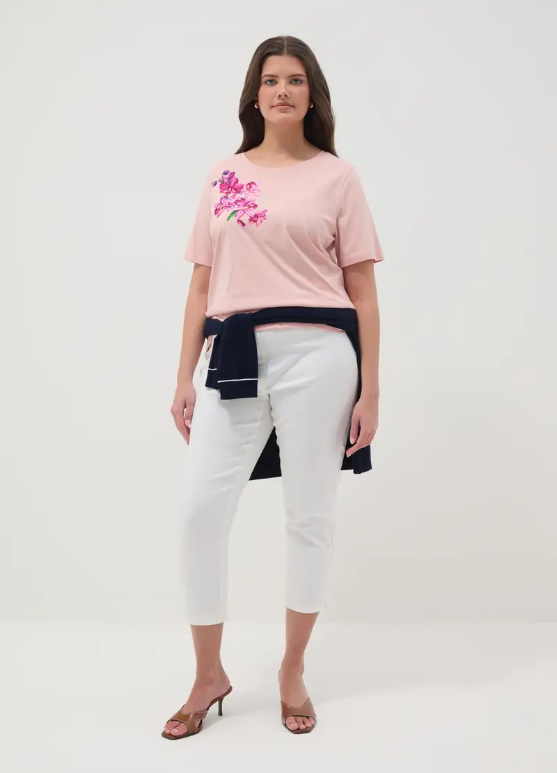 T-shirt In Puro Cotone Rosa Regular Fit Con Stampa, Donna, Rosa