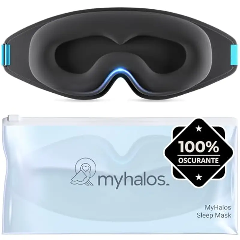 MyHalos® Mascherina per Dormire Seta – Maschera per Sogni Lucidi e Notte, Copri Occhi e Benda per Dormire Adulti - Sleeping Mask Sleep Mask per Viaggio e Relax