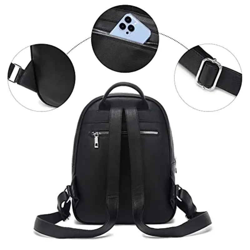 Myhozee Zaino Donna Pelle PU Zainetto Ragazza Casual Zaini Casual Daypack Backpack per Scuola Viaggio Lavoro Shopping miniatura 3