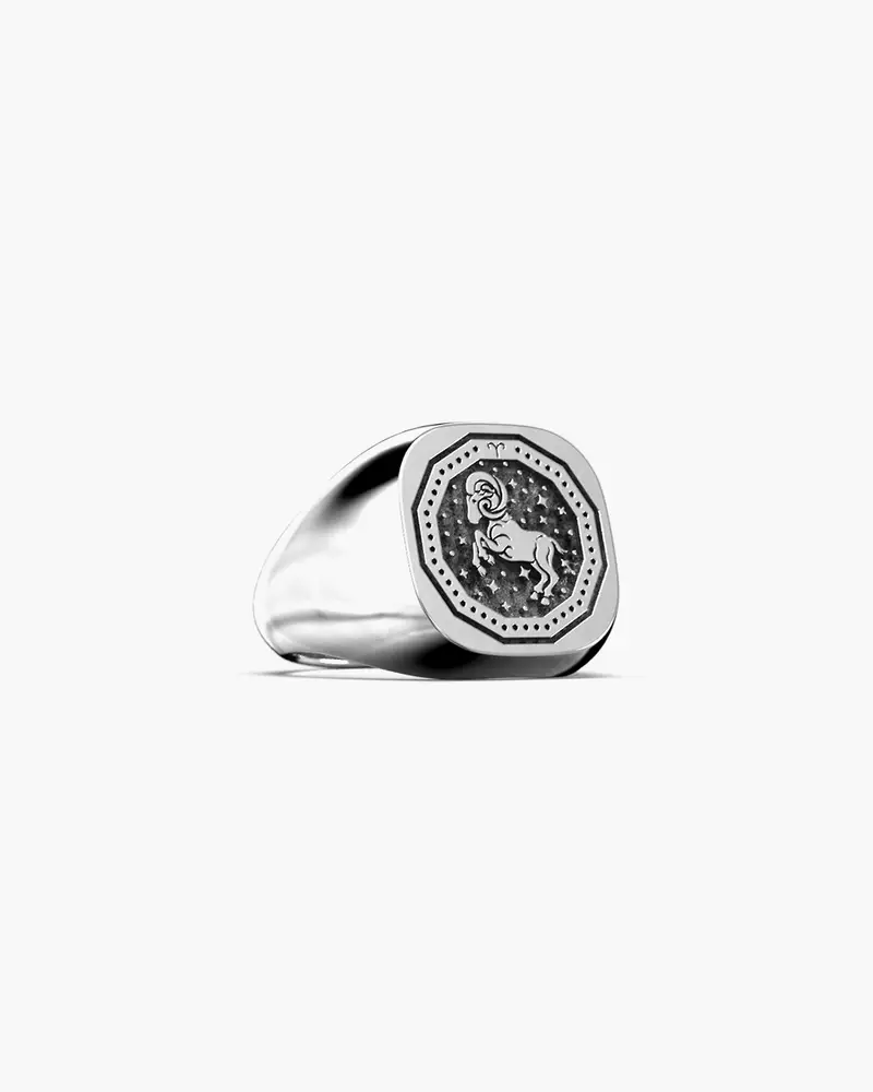 Anello Chevalier Quadrato Personalizzabile Con Segni Zodiacali miniatura 2