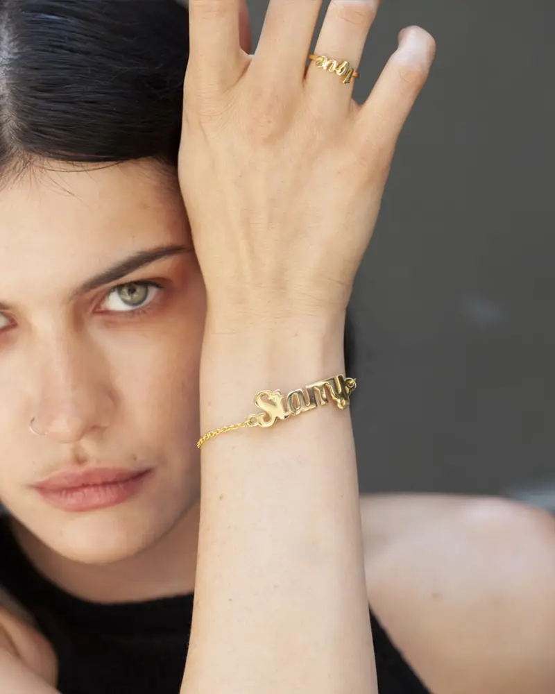 Bracciale Personalizzabile Con Nome Traforo Con Forzatina miniatura 2