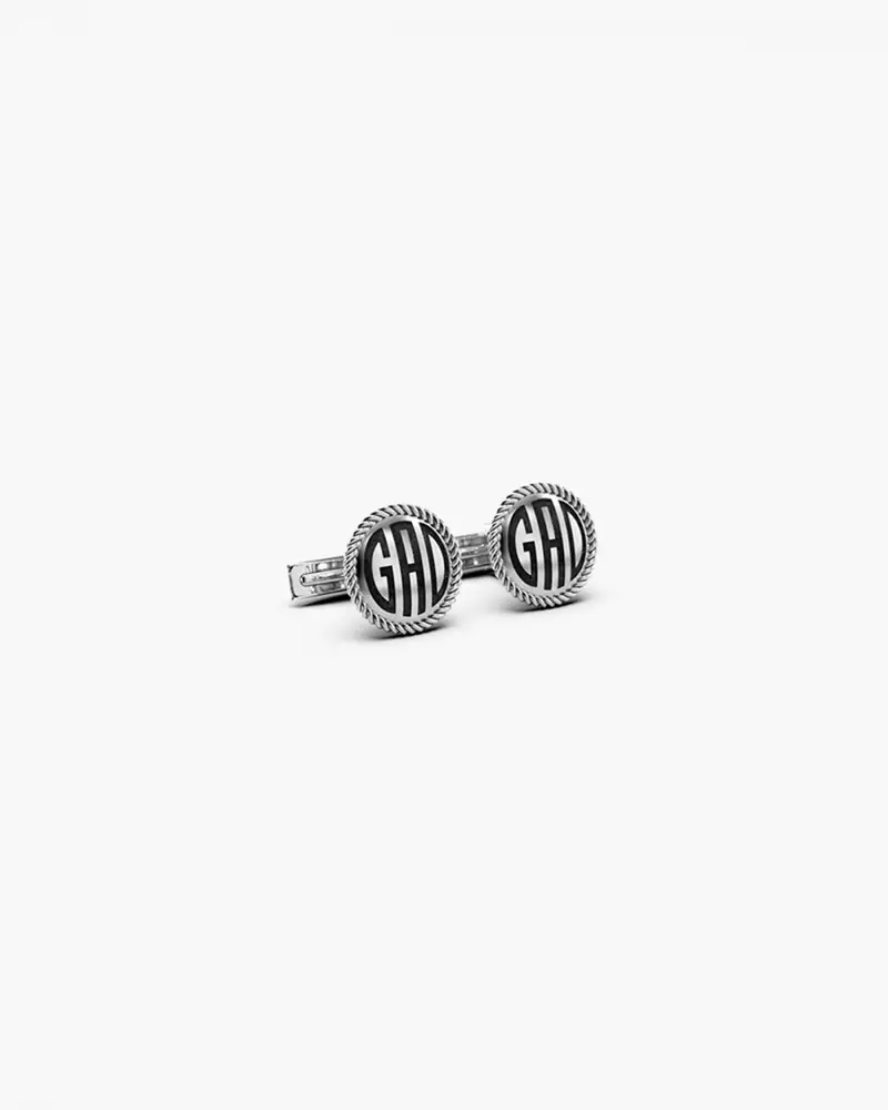 Gemelli In Argento Personalizzabili Con Corda E Monogramma