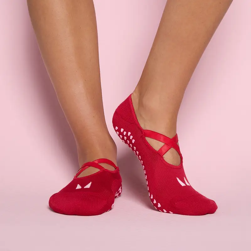 Calze da danza MP Valentines antiscivolo (confezione da 2) - Rosso rosa/Rosa confetto