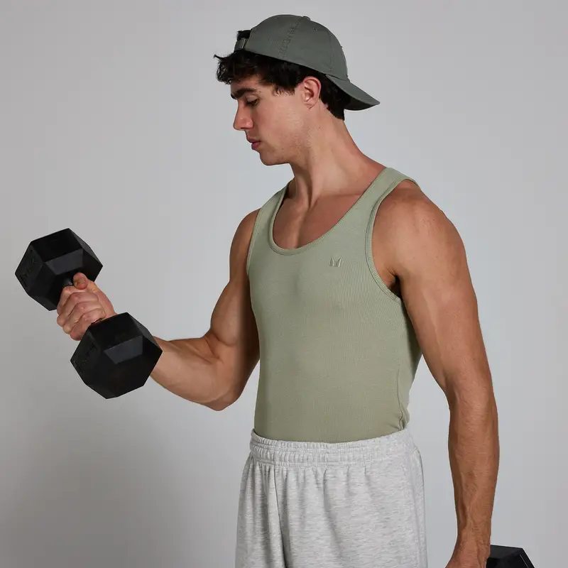 Canotta a costine con vestibilità aderente MP da uomo - Salvia scuro Verde