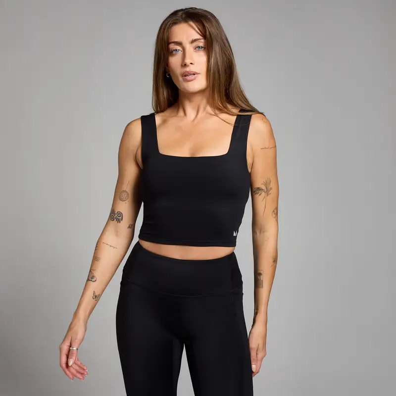 Canotta con scollo quadrato MP Active da donna - Nera Nero