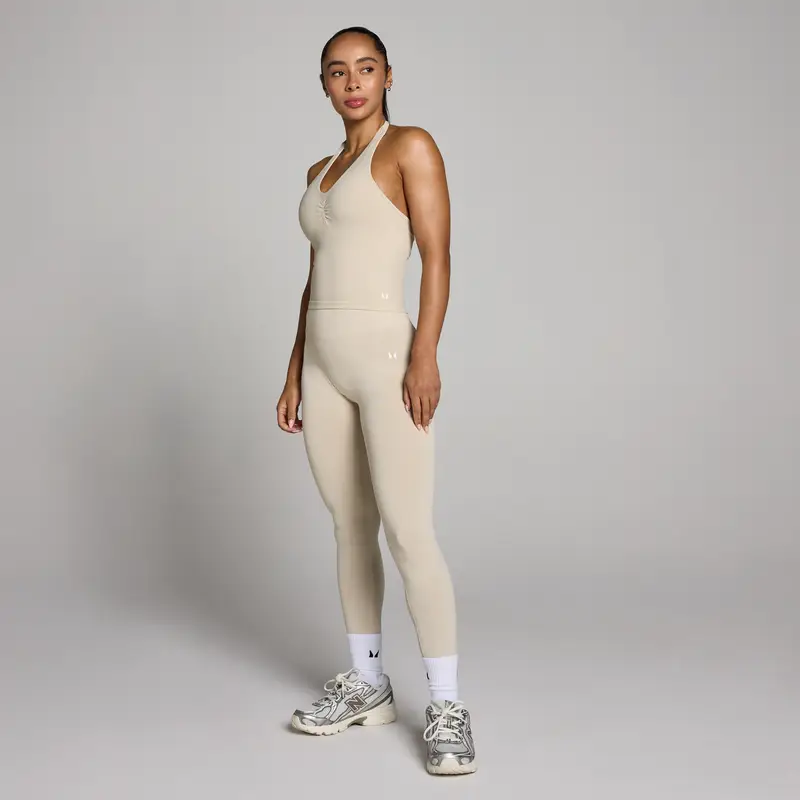 Canotta donna MP Tempo senza cuciture con collo all americana - Sabbia del deserto Pietra miniatura 3