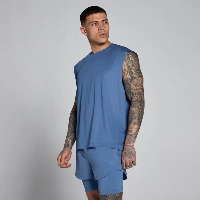 Canotta oversize MP uomo Hybrid a rete - Blu ardesia