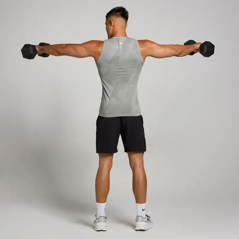 Canotta senza cuciture con grafica Pillar MP Tempo da uomo - Grigio tempesta miniatura 2