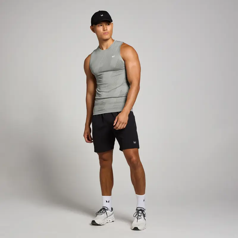 Canotta senza cuciture con grafica Pillar MP Tempo da uomo - Grigio tempesta miniatura 3