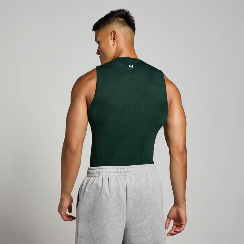 Canotta senza cuciture con grafica Pillar MP Tempo da uomo - Verde smeraldo scuro miniatura 2