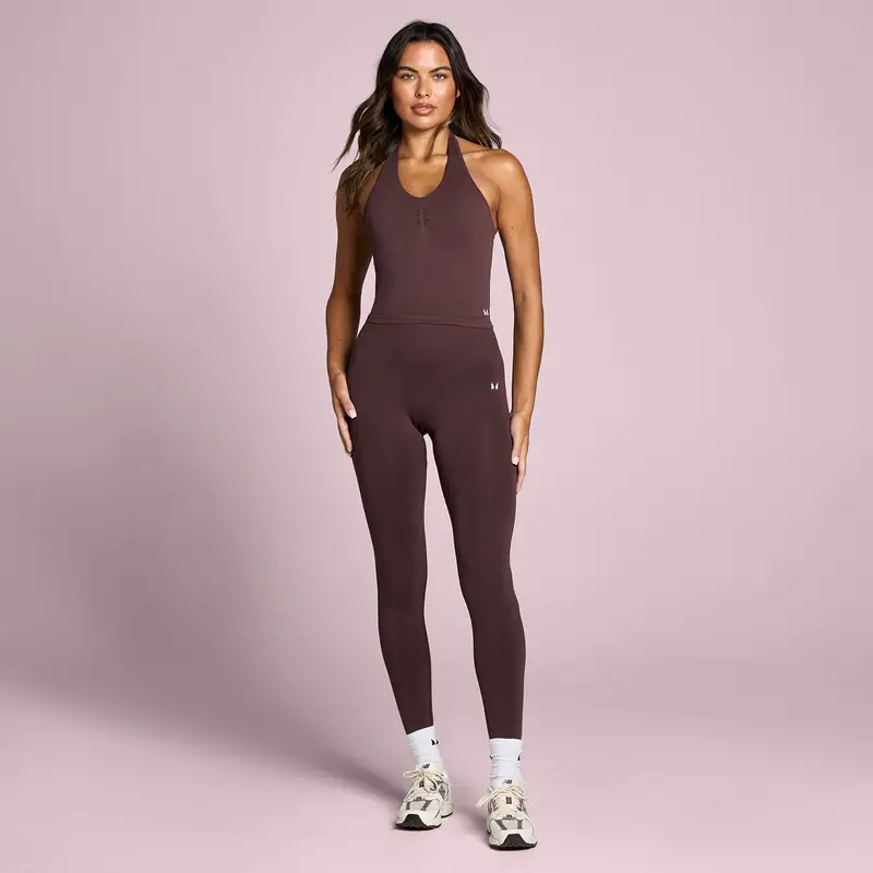 Canotta senza cuciture MP donna Tempo con collo all americana - Fudge Marrone miniatura 3