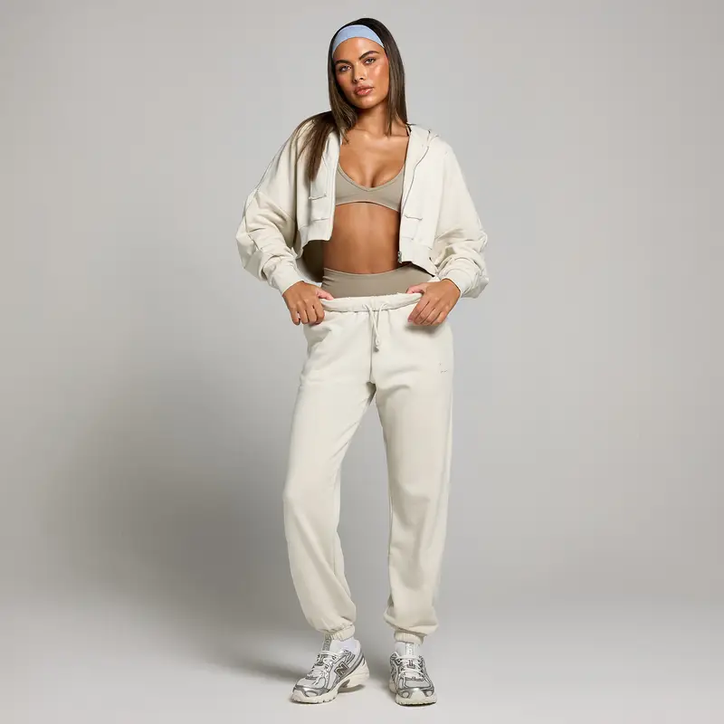 Felpa con cappuccio con cerniera integrale applicata MP da donna - Osso Crema miniatura 3