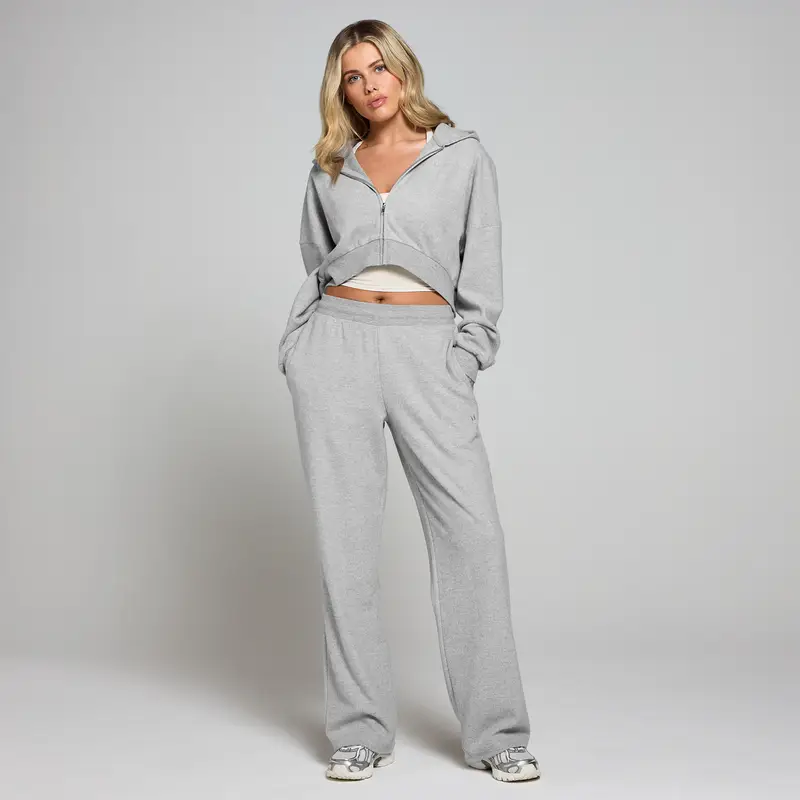 Felpa con cappuccio e cerniera integrale MP Soft Touch da donna - Grigio mélange miniatura 3