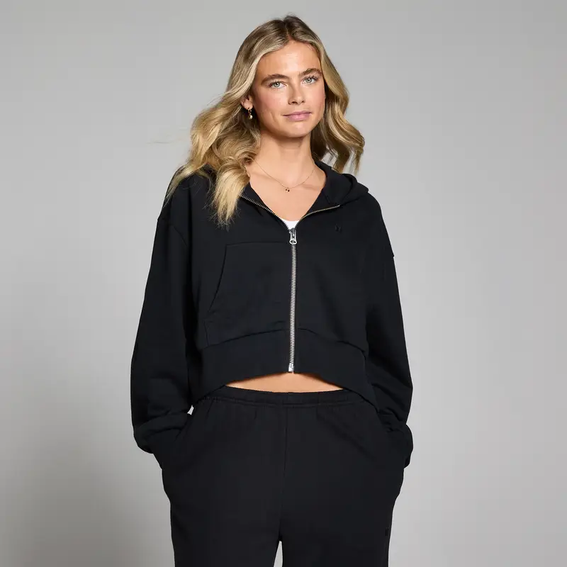Felpa con cappuccio e zip MP donna lifestyle - Nero slavato