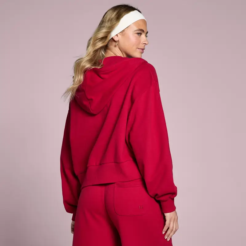 Felpa con cappuccio e zip MP donna lifestyle - Rosso rosa miniatura 2