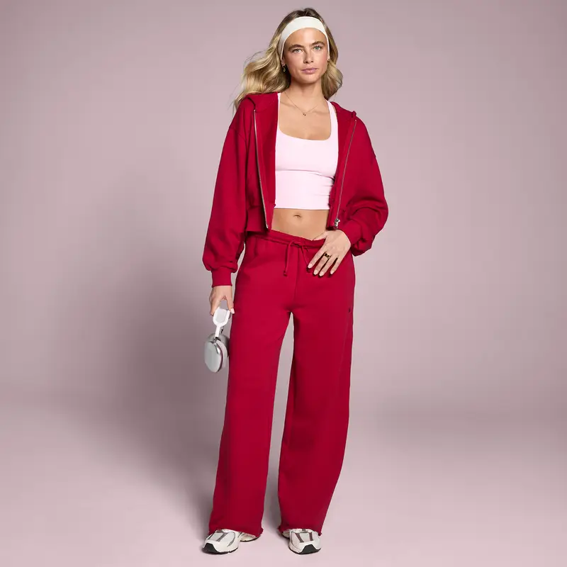 Felpa con cappuccio e zip MP donna lifestyle - Rosso rosa miniatura 3