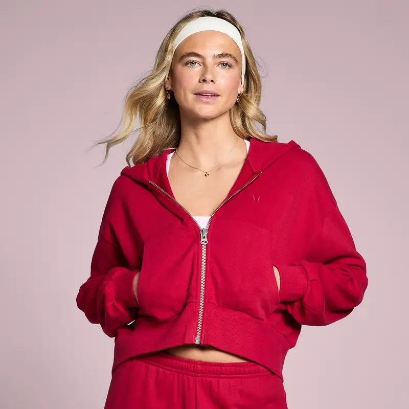 Felpa con cappuccio e zip MP donna lifestyle - Rosso rosa
