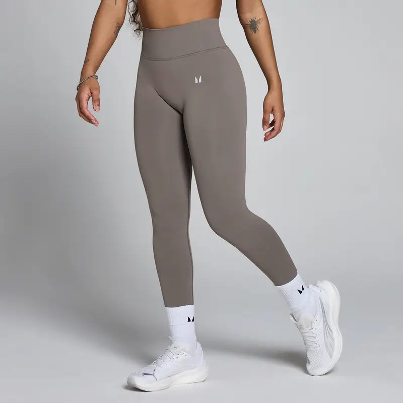 Leggings senza cuciture MP Tempo Hybrid donna a vita media - Grigio cenere
