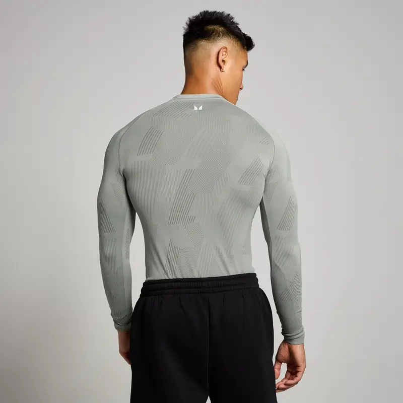 Maglia a maniche lunghe senza cuciture con grafica Pillar MP Tempo da uomo - Grigio tempesta miniatura 2