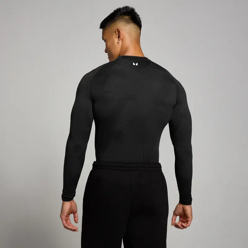 Maglia a maniche lunghe senza cuciture con grafica Pillar MP Tempo da uomo - Nera Nero miniatura 2