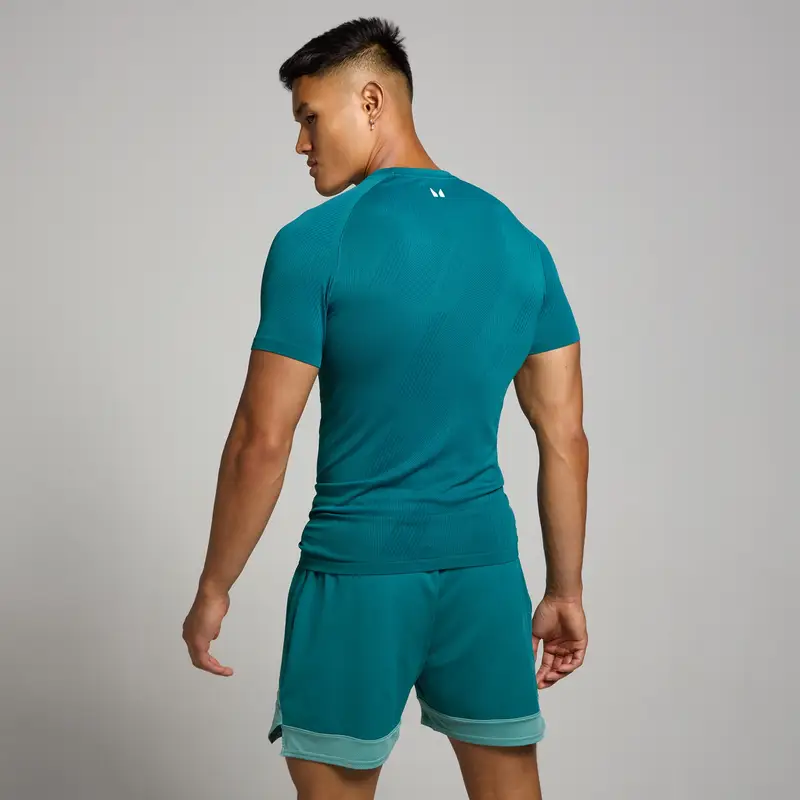 Maglia senza cuciture con grafica Pillar MP Tempo da uomo - Verde acqua Blu miniatura 2