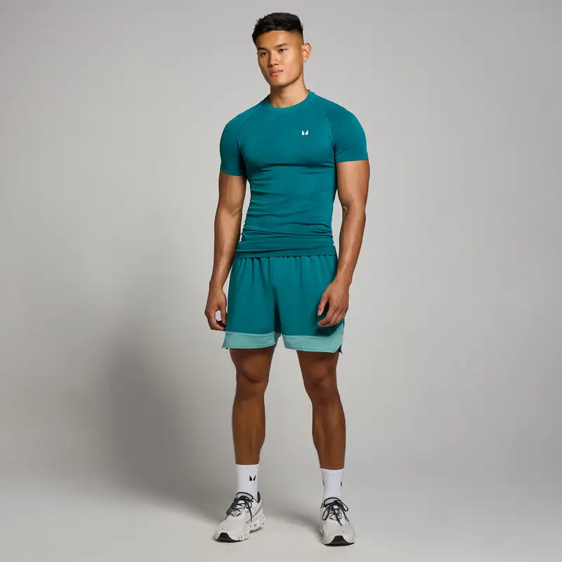 Maglia senza cuciture con grafica Pillar MP Tempo da uomo - Verde acqua Blu miniatura 3