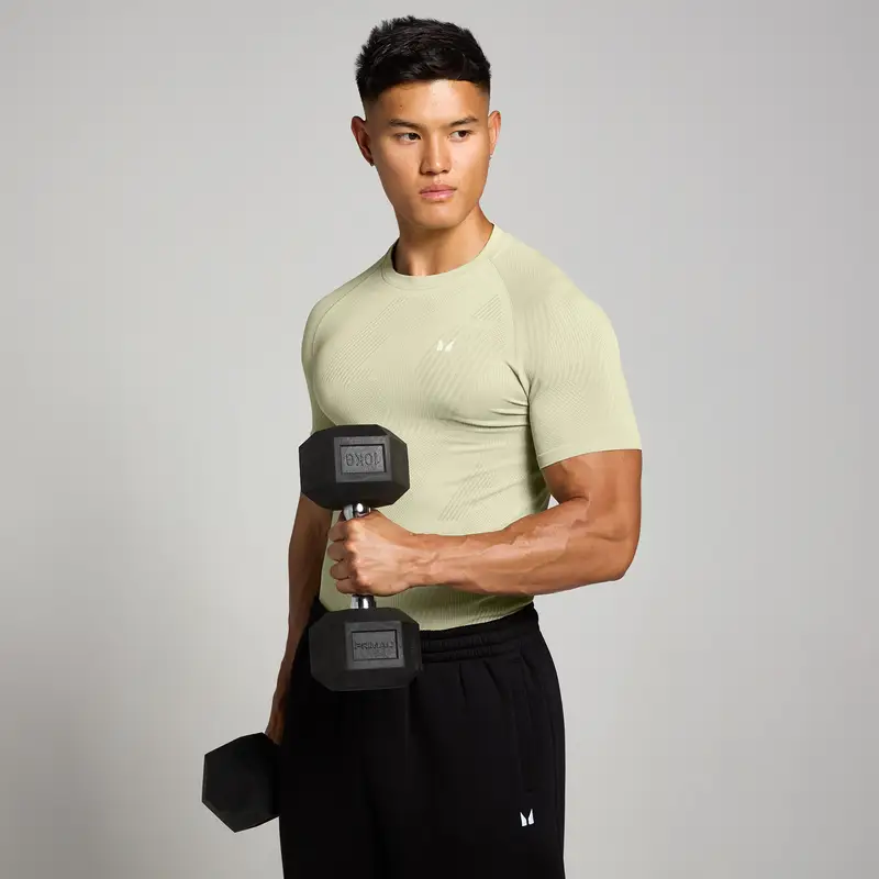 Maglia senza cuciture con grafica Pillar MP Tempo da uomo - Verde salvia