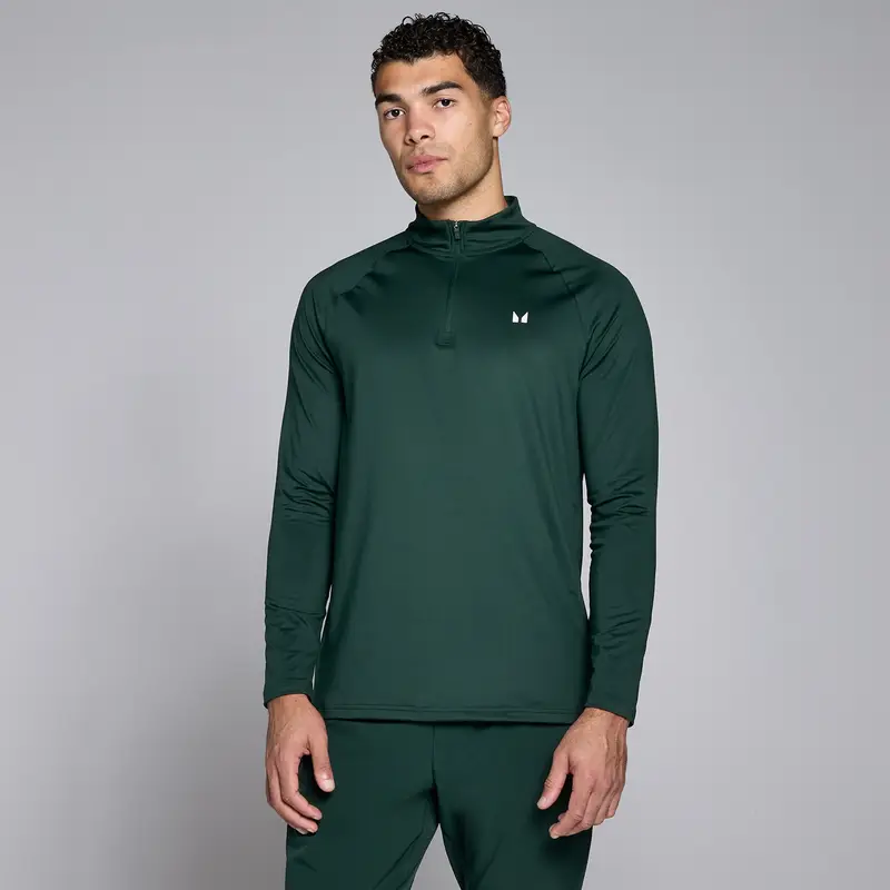 Maglia sportiva con cerniera a 1/4 MP da uomo - Smeraldo scuro Verde