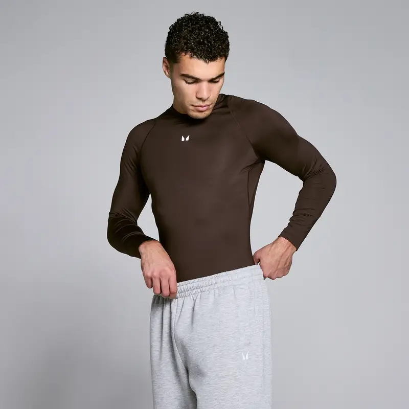 Maglia termica uomo MP Training a manica lunga - Cioccolato Marrone