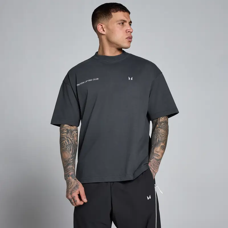 MP Men Lift Graphic Washed Oversized Cotton T-Shirt - Dark Grey Grigio