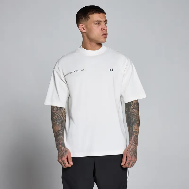 MP Men Lift Graphic Washed Oversized Cotton T-Shirt - Vintage White Bianco