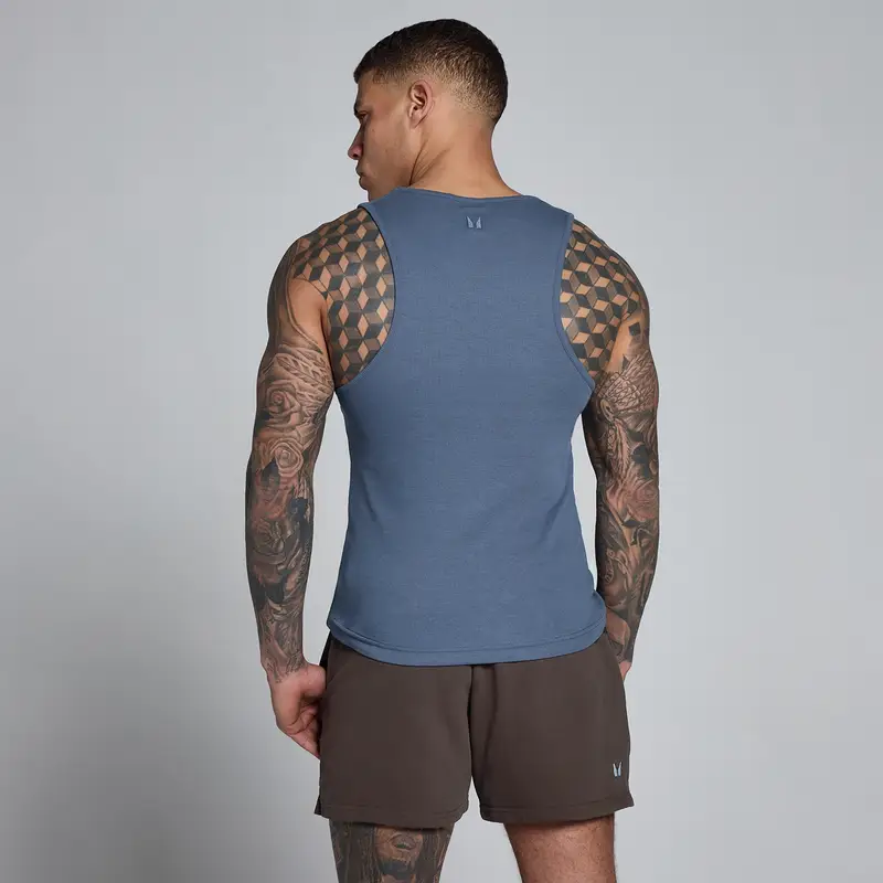 MP Men Lift Ribbed Muscle Fit Tank - Charcoal Blue Blu miniatura 2