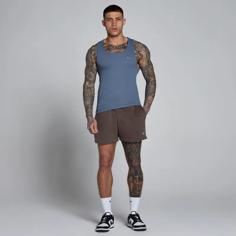 MP Men Lift Ribbed Muscle Fit Tank - Charcoal Blue Blu miniatura 3