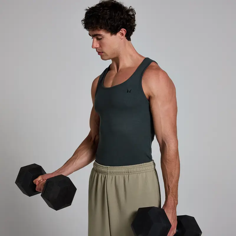 MP Men's Origin Ribbed Muscle Fit Tank - Washed Black Nero