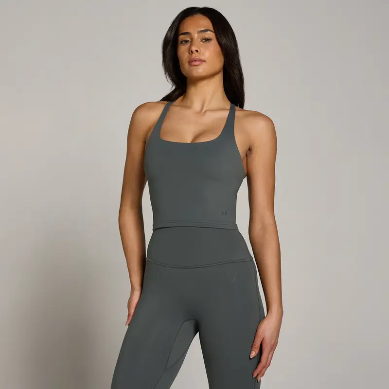 MP Women Tempo Strappy Racerback Vest - Dark Grey Grigio