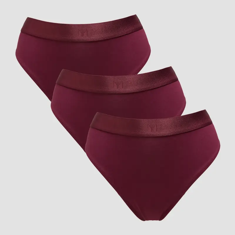 Mutandine bikini a vita media MP da donna (confezione da 3) - Rosso mora