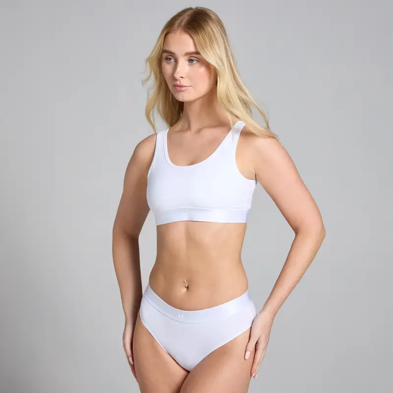Mutandine bikini a vita media MP da donna (confezione da 5) - Bianco miniatura 2