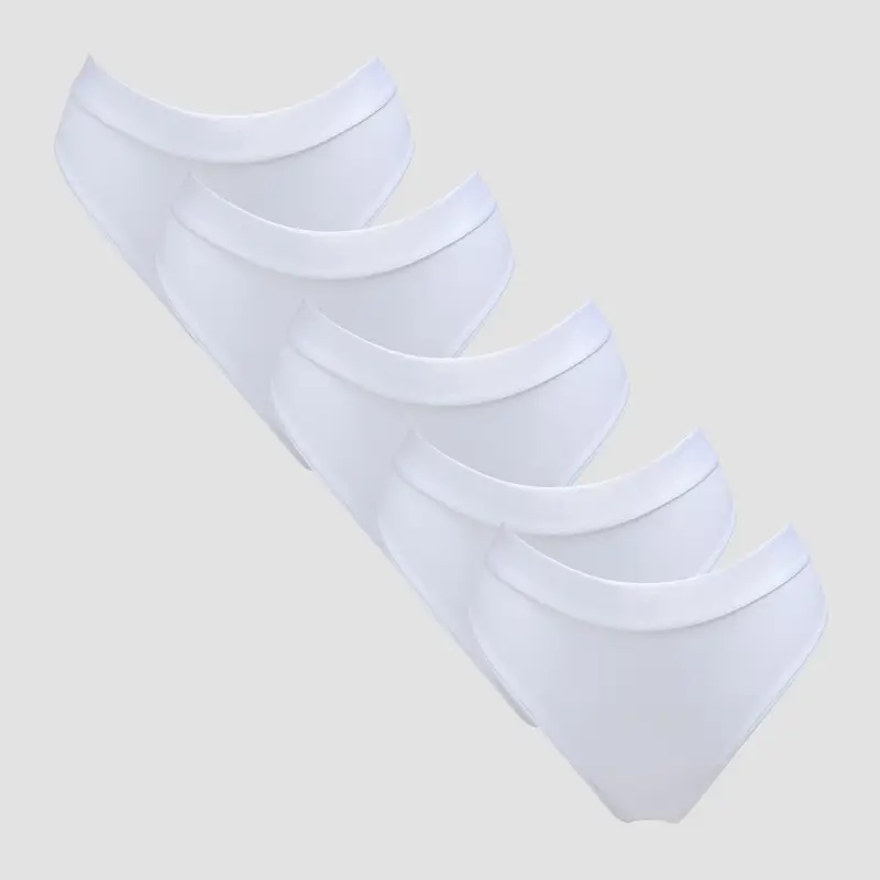 Mutandine bikini a vita media MP da donna (confezione da 5) - Bianco