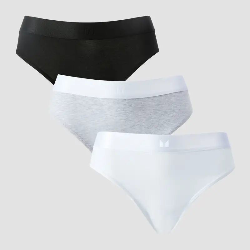 Mutandine bikini a vita media MP da donna (confezione da 5) - Bianco / Nero / Grigio mélange