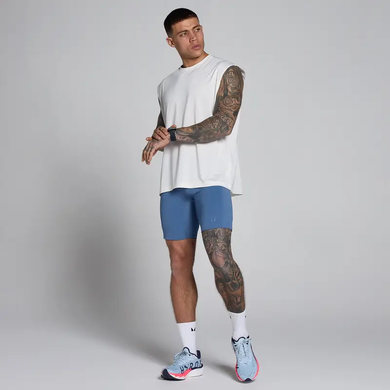 Pantaloncini aderenti MP uomo hybrid con tasche - Blu ardesia miniatura 3