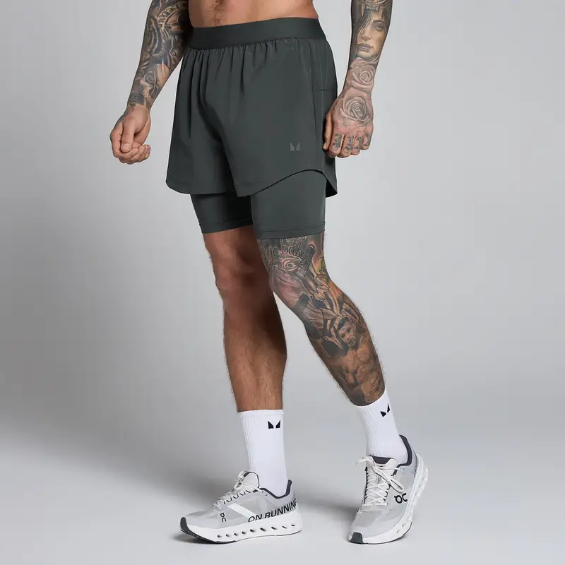 Pantaloncini hybrid 5 2 in 1 MP uomo - Nero slavato