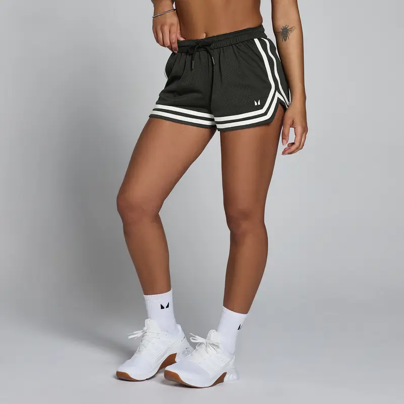 Pantaloncini MP donna Lift a rete a contrasto - Nero slavato