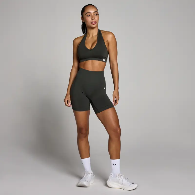 Pantaloncini MP Tempo donna senza cuciture con arricciatura - Grigio notte miniatura 3