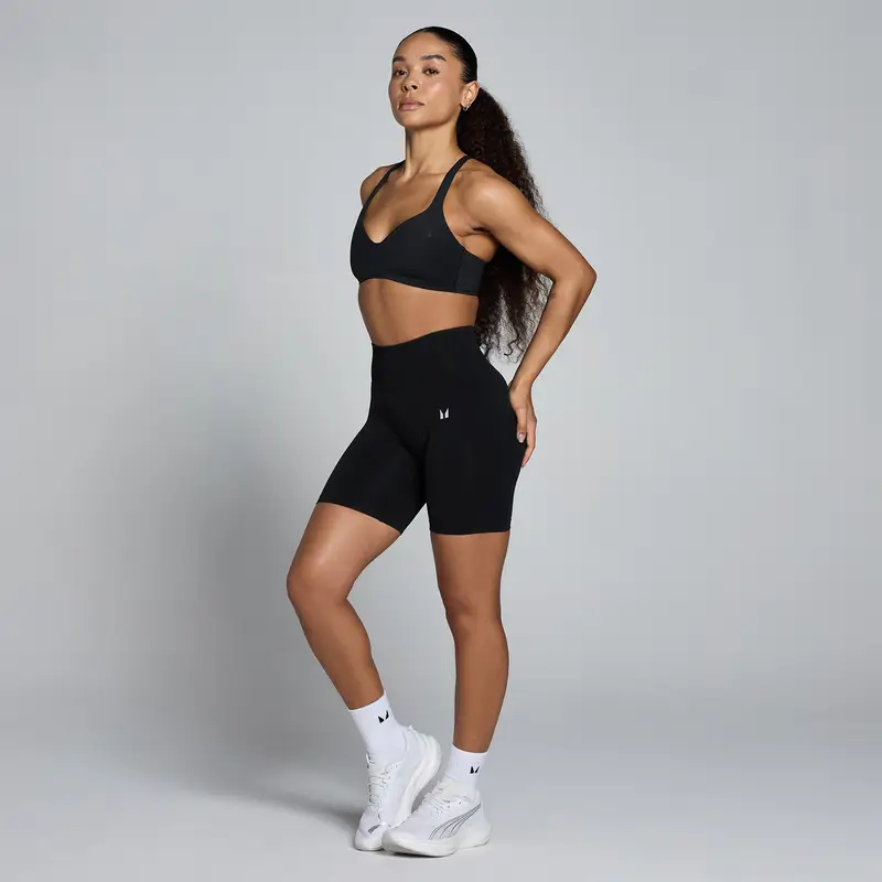 Pantaloncini senza cuciture a vita media MP donna Tempo - Nero miniatura 3