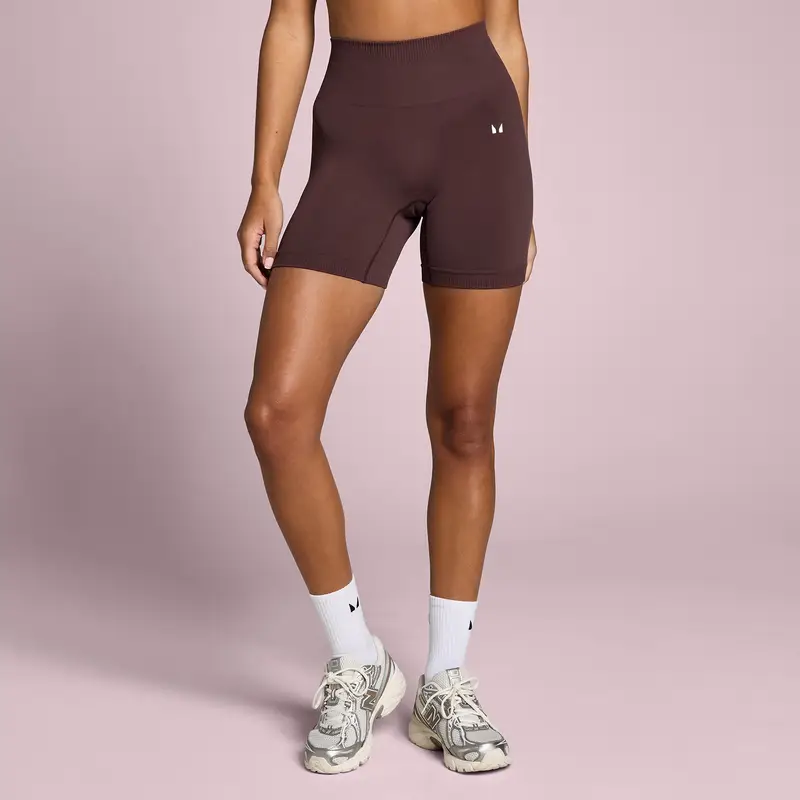 Pantaloncini senza cuciture con scrunch MP Tempo da donna - Fudge Marrone