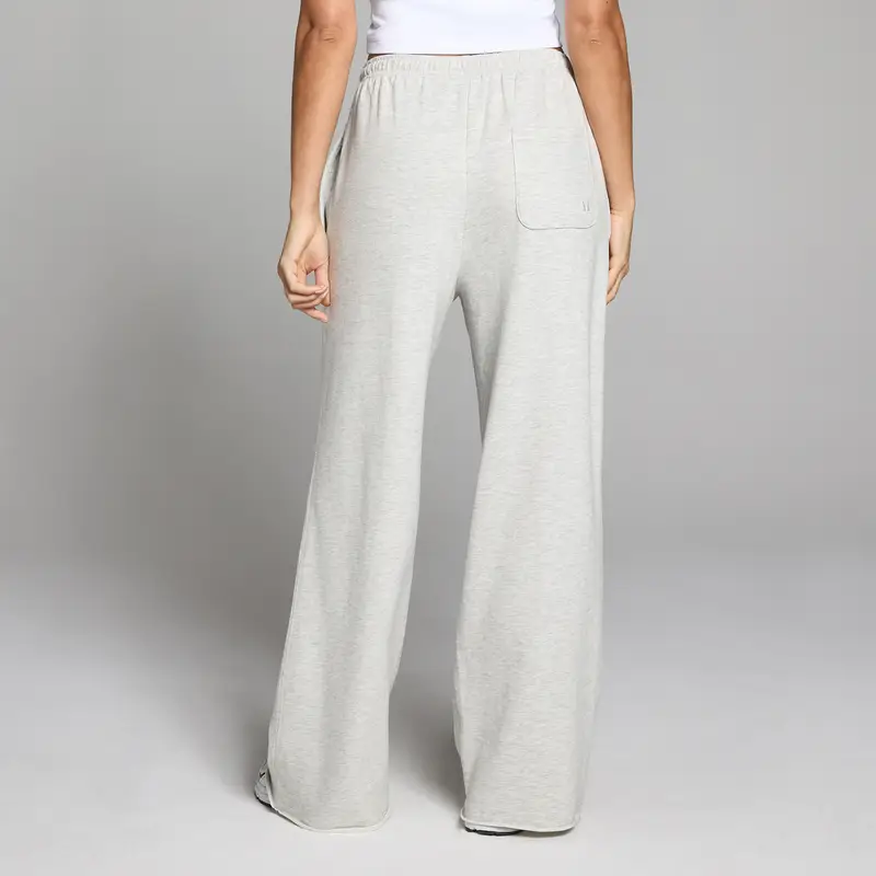 Pantaloni da jogging donna a gamba dritta leggeri con interno felpato - Grigio melange miniatura 2