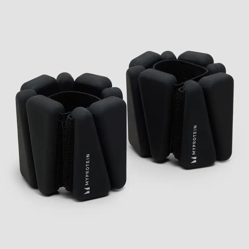 Pesi per caviglie/polsi in silicone Myprotein con borsa (2lbs) - Nero